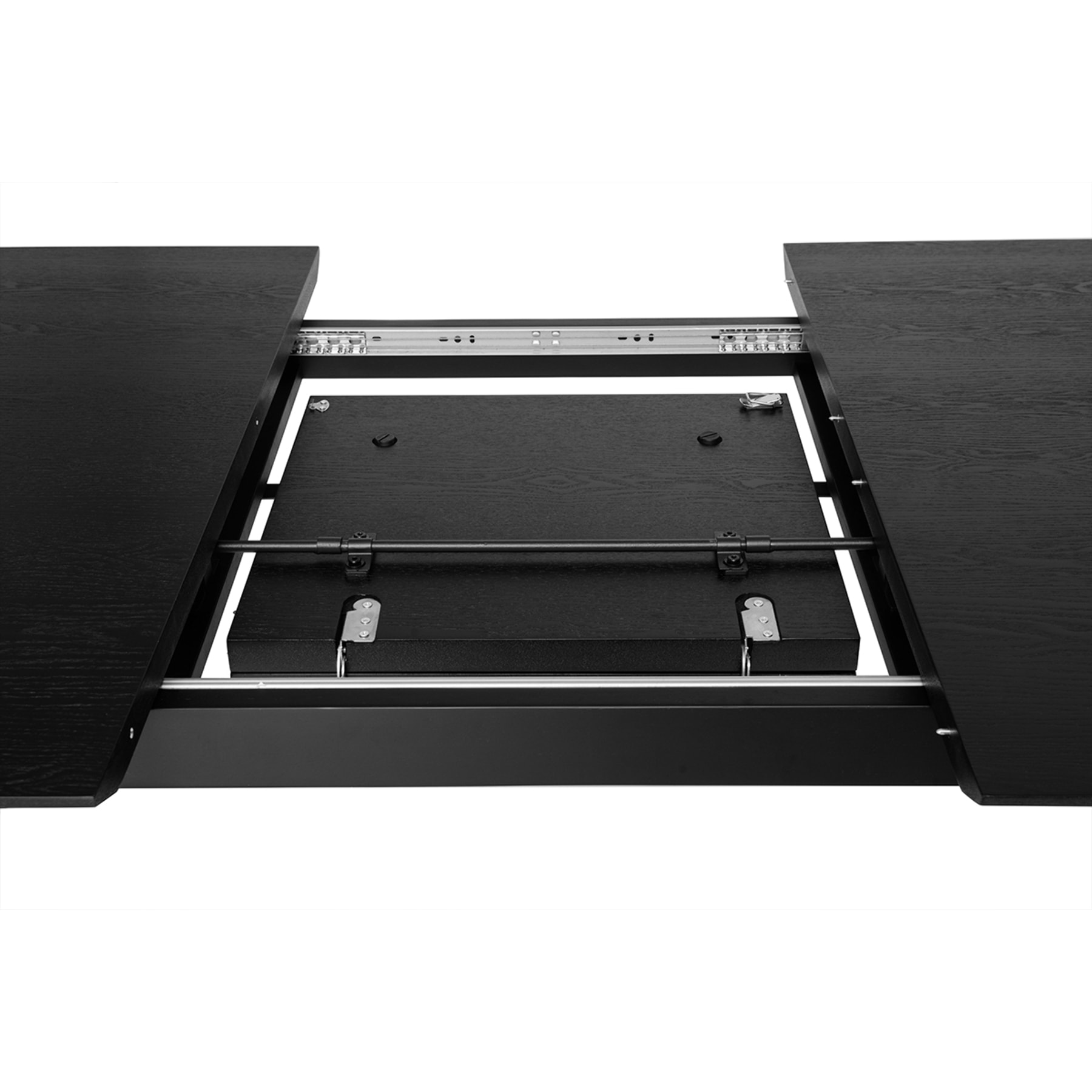 Table extensible rallonges intégrées rectangulaire en bois noir frêne L180-230 cm FIFTIES