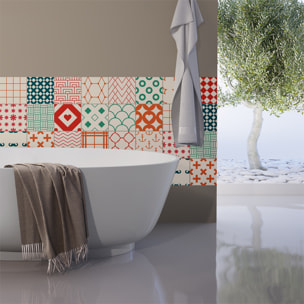 Stickers muraux - Sticker Mural Carrelage adhésif Cuisine Salle de Bain - 30 STICKERS CARREAUX DE CIMENT SCANDINAVE SEMENTTI LAATAT