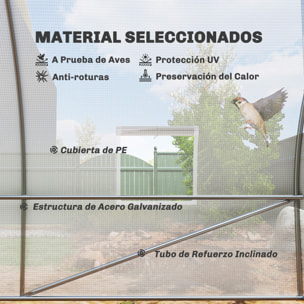 Invernadero de Táºnel 6x3x2 m Invernadero de Terraza con 8 Ventanas Puerta con Cremallera Cubierta de Polietileno 140 g/m² y Estructura de Acero para Cultivo Plantas Verduras en Jardín Blanco