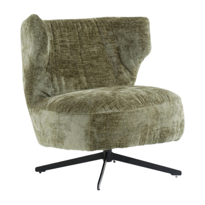 Fauteuil rotatif 360° tissu doux avec pieds en métal noir - EUGENE