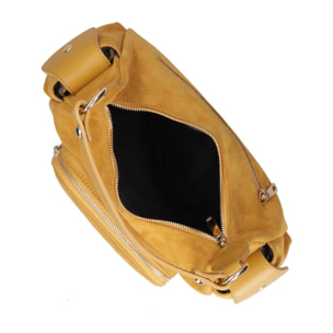 Borsa a spalla da donna Made in Italy - Modello Ardena - Pelle scamosciata - 30.0 x 17.0 x 12.0 cm