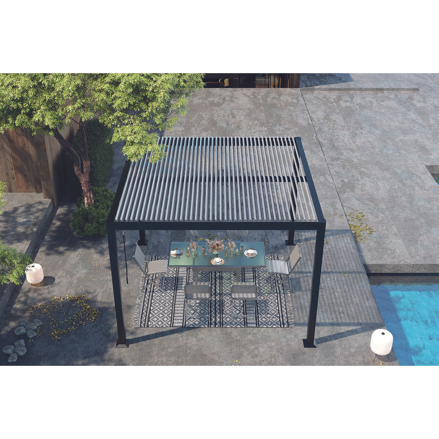 Pergola bioclimatique grise 3x3 m BONNI