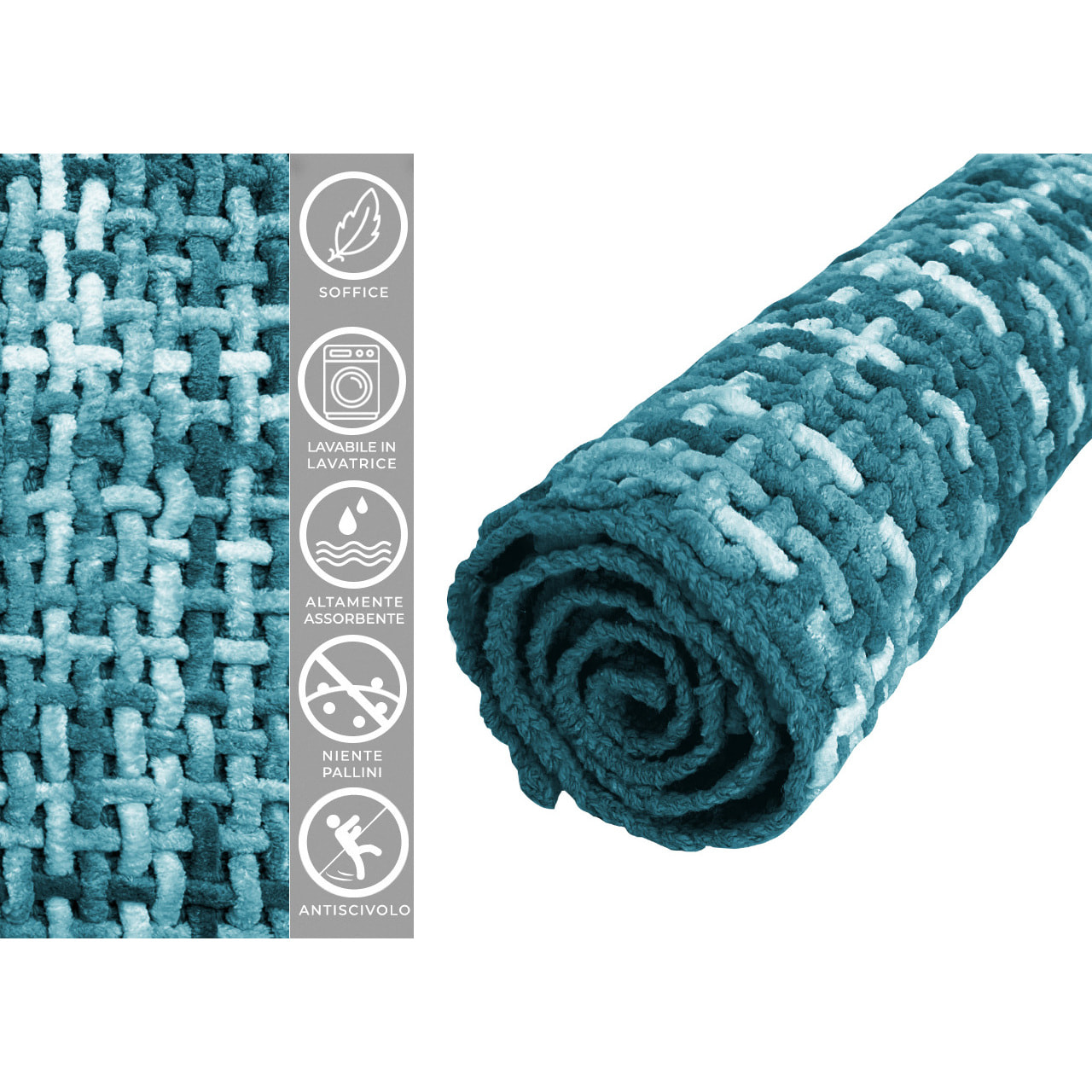 Tappeto Bagno Doccia Antiscivolo Super Assorbente Modello Plot Acqua