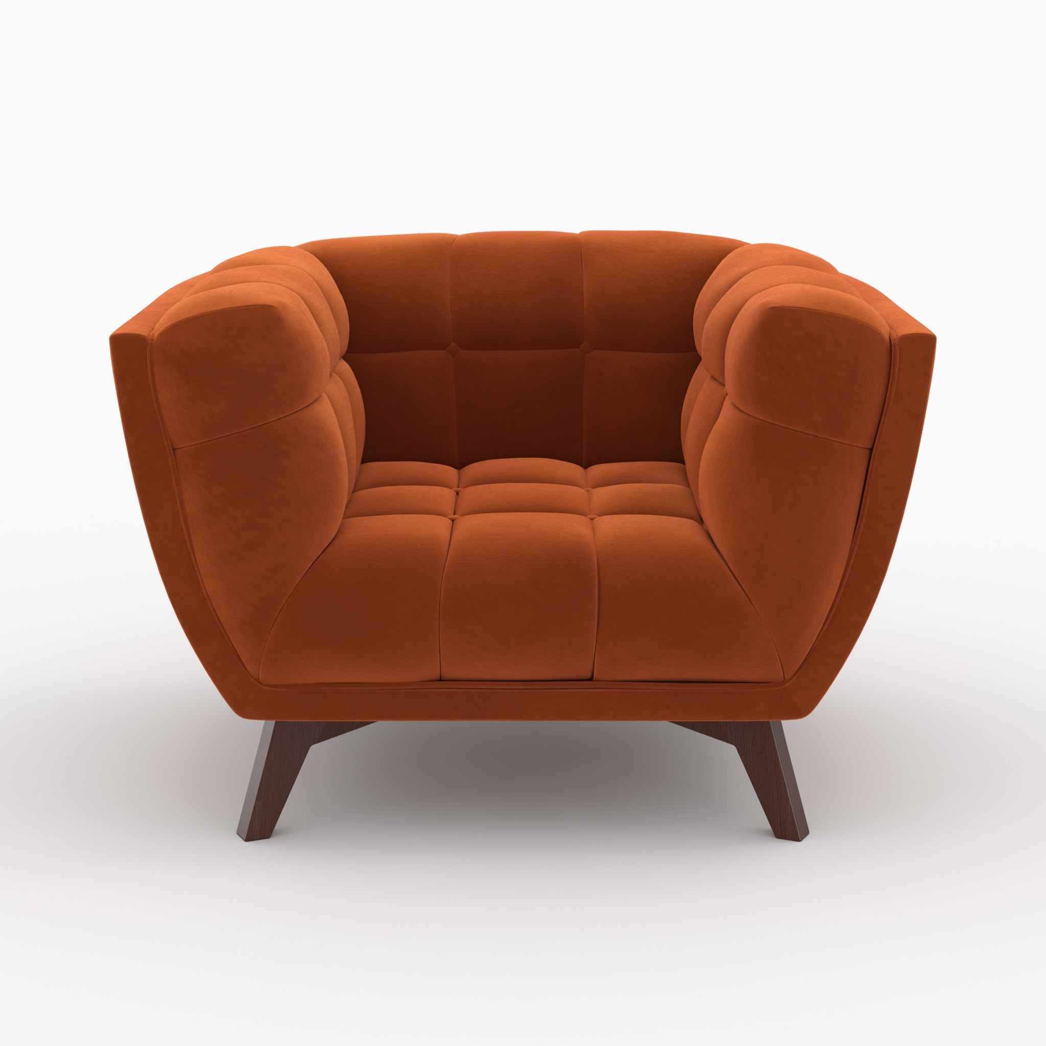 Ensemble canapé et fauteuil en velours orange 4 places - Mona