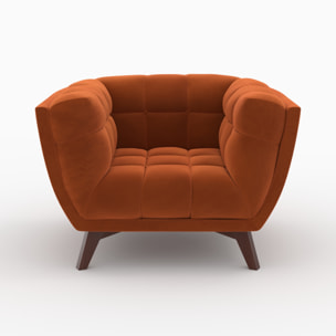 Ensemble canapé et fauteuil en velours orange 4 places - Mona