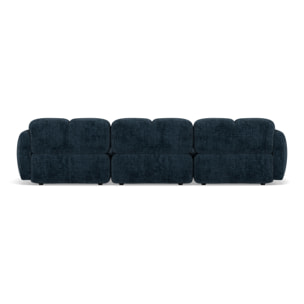 Grace - canapé modulable 3 places en velours texturé - Bleu