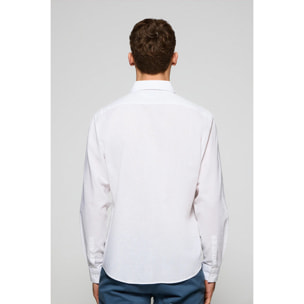 Camicia bianca regular in lino-cotone con ricamo Rigby Go
