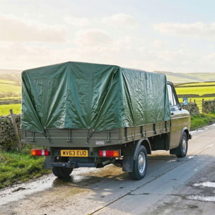 Lona Impermeable Exterior 4x6 m, Toldo PE Resistente a Rasgaduras 90 g/m², Protección UV, con Ojales Reforzados para Leña, Muebles de Jardín, Invernaderos, Vehículos, Verde