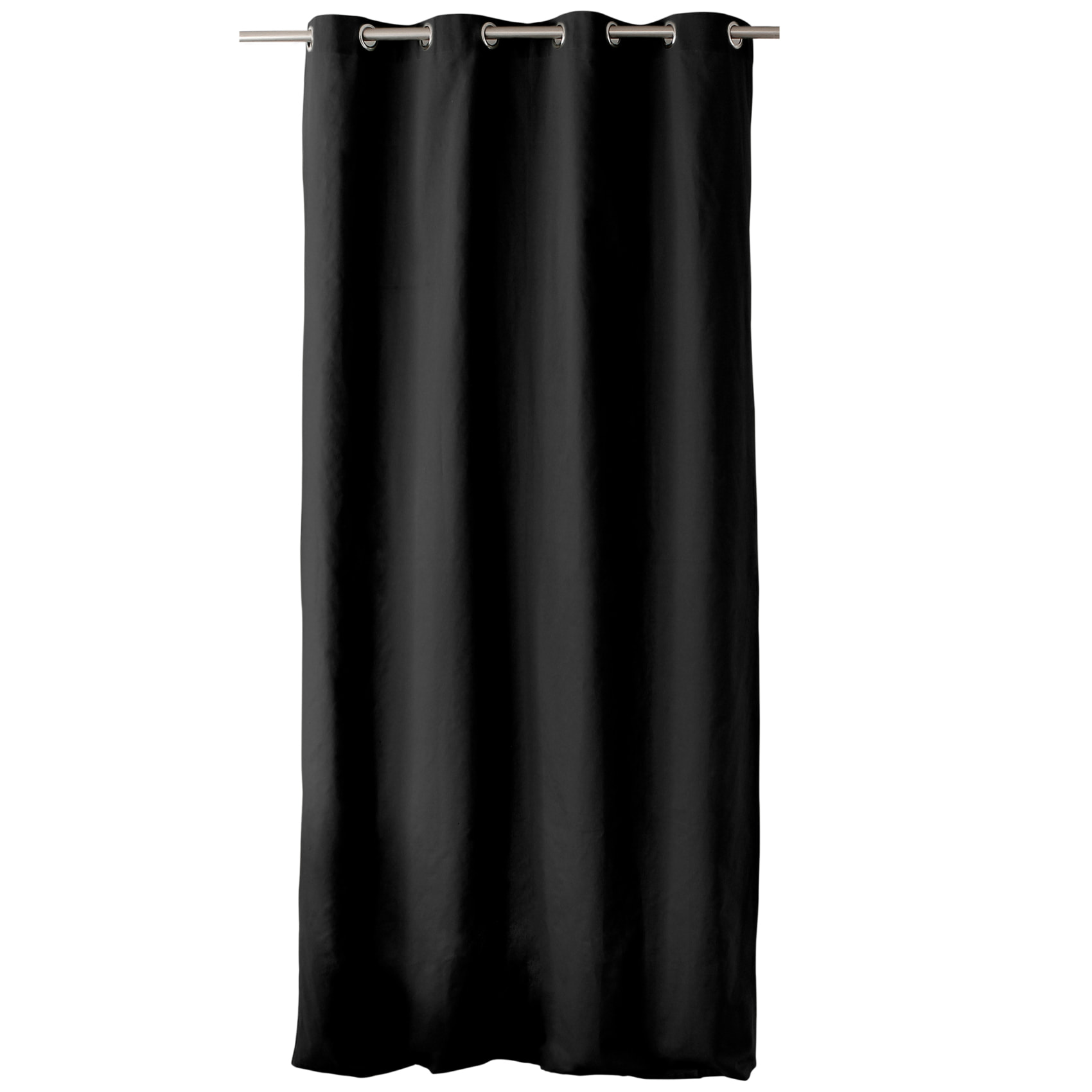 Rideau coloré en pur coton 8 œillets - Noir
