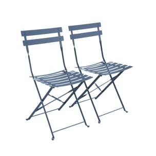 Lot de 2 chaises de jardin bistrot pliables en acier thermolaqué. 49.5 x 41 x 80.5cm