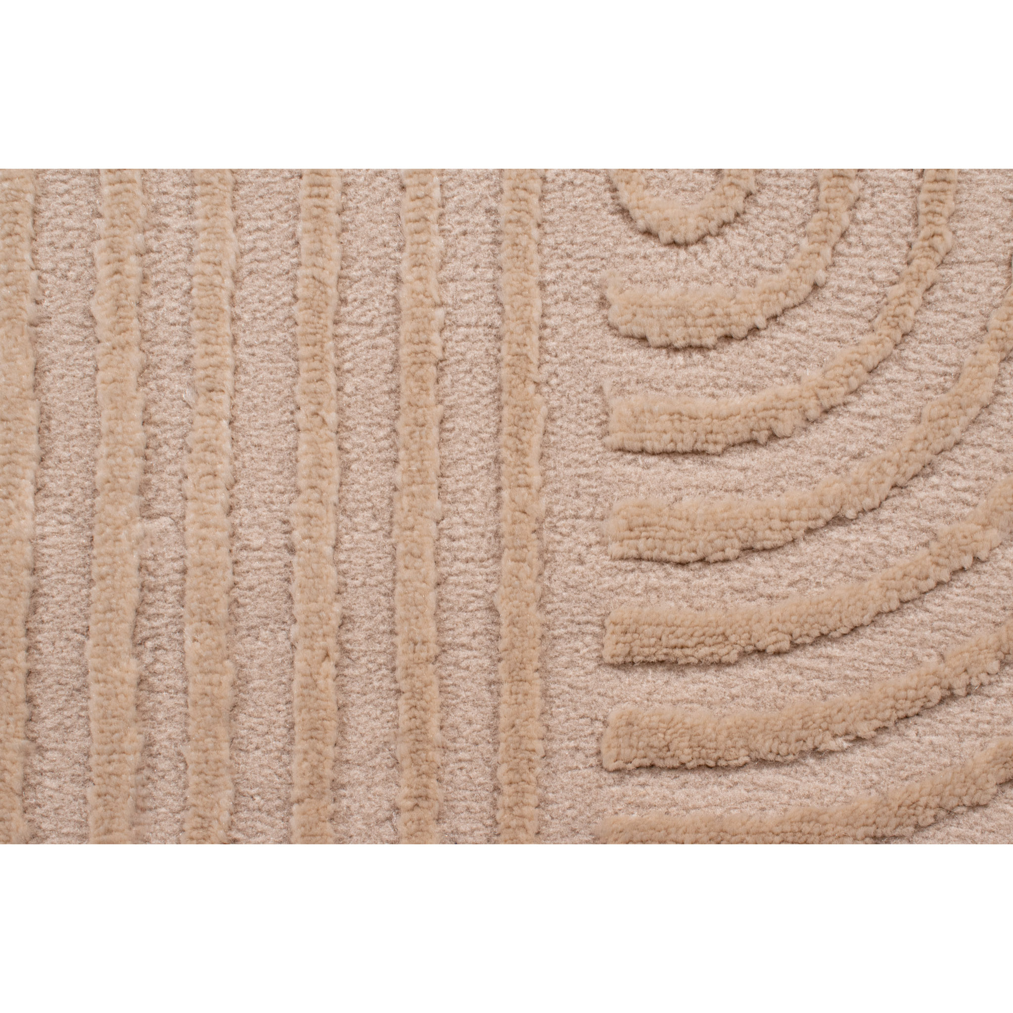 BIANCA - Tapis rond à motif géométrique en relief - Beige