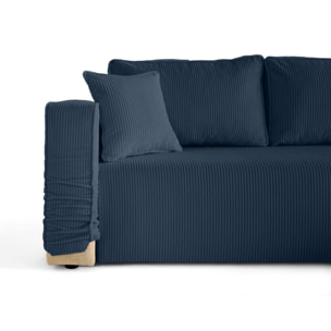 Housse en velours côtelé pour canapé déhoussable Topaze - Bleu