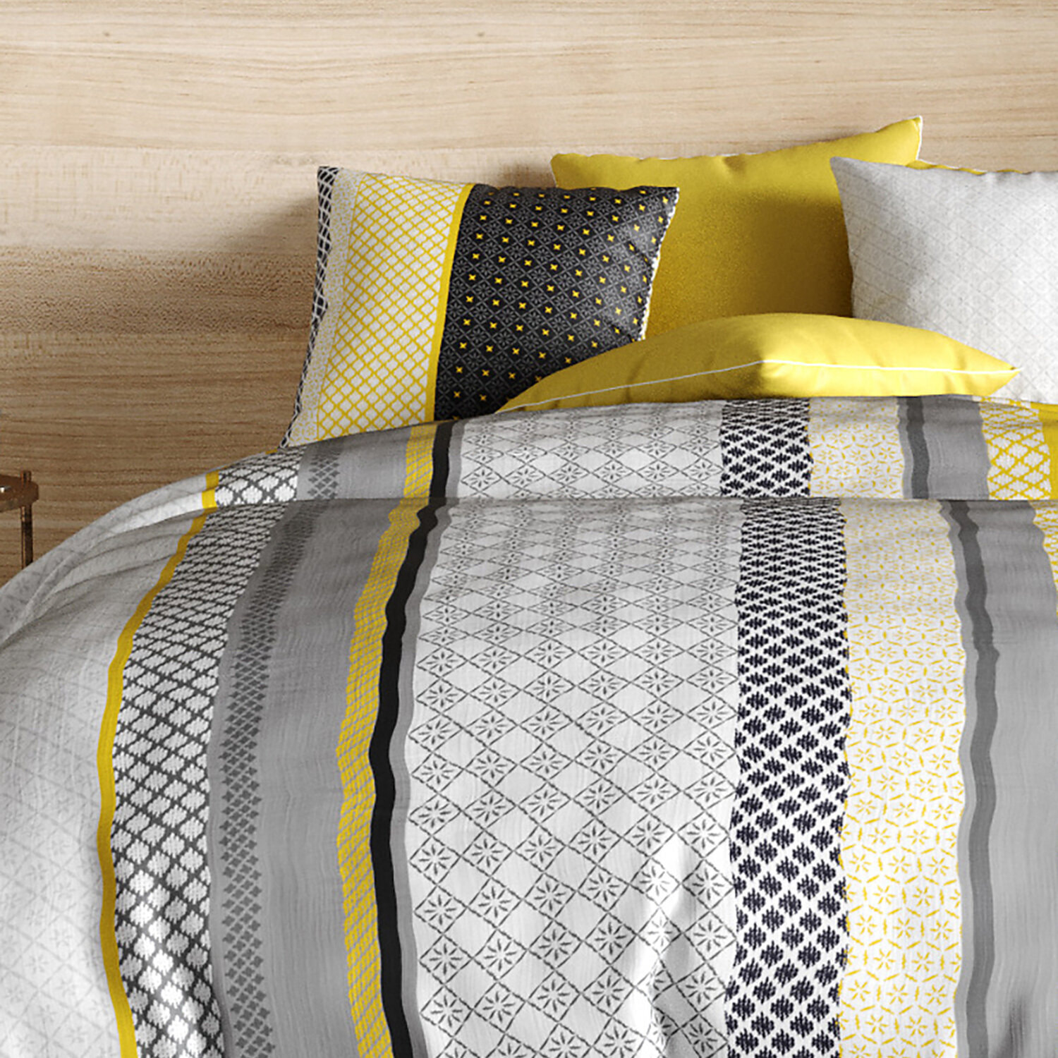 Parure housse de couette 3pcs 100% coton 57fils - lumi
