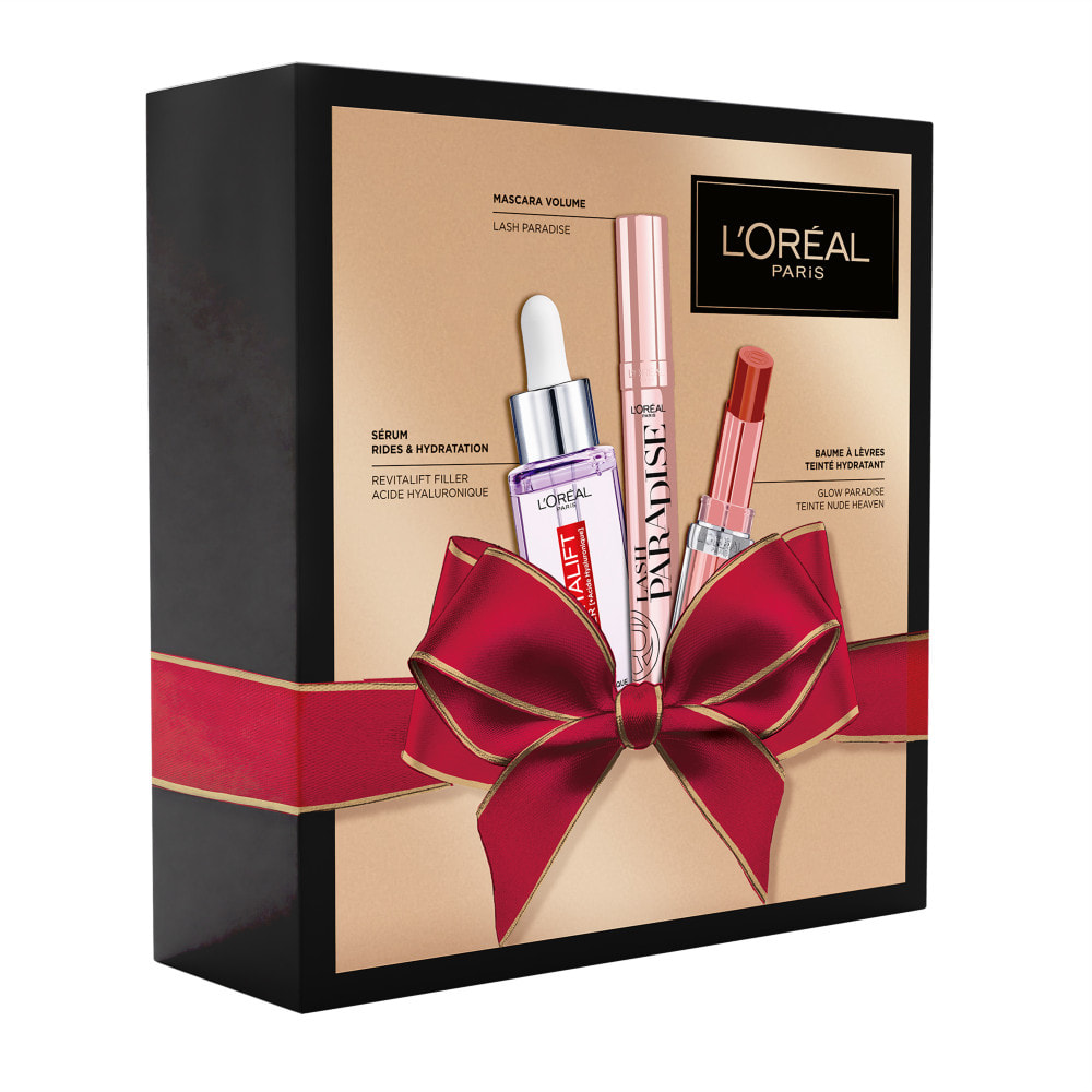 L’Oréal Paris Coffret Cadeau Femme Luxe – 1 Sérum Filler Anti-Rides Acide Hyaluronique + 1 Mascara Noir Huile de Ricin Lash Para