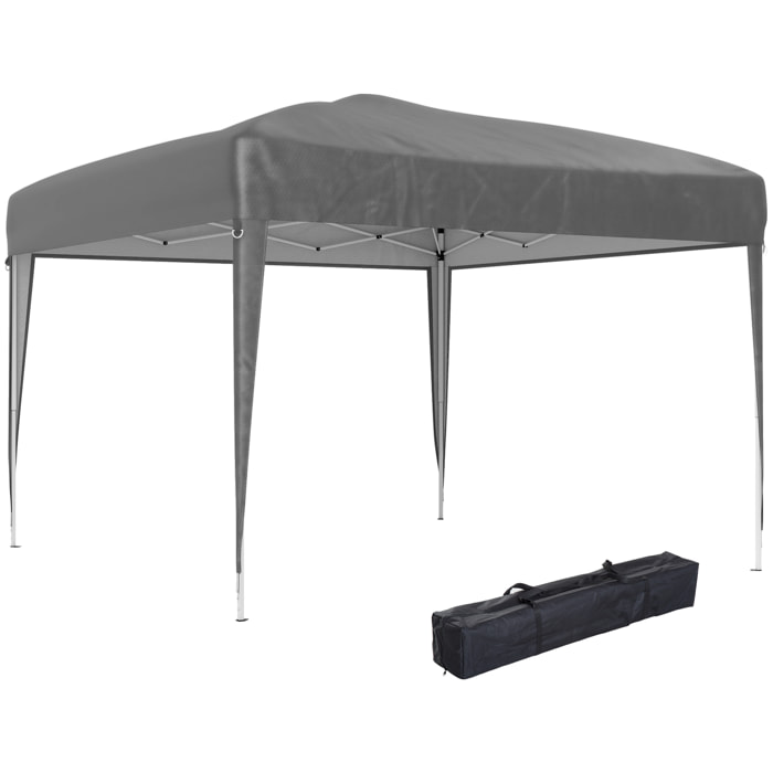 Carpa Plegable 3x3 m, Pop-up, Cenador Pabellón de Jardín, Altura Ajustable con Bolsa de Transporte, Tela Oxford 210D Anti-UV, Impermeable, Gazebo para Camping, Fiestas, Exterior, Gris