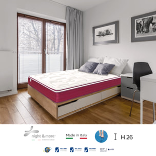 Materasso "Edith" a molle insacchettate e 2cm memory H26 cm 90x200