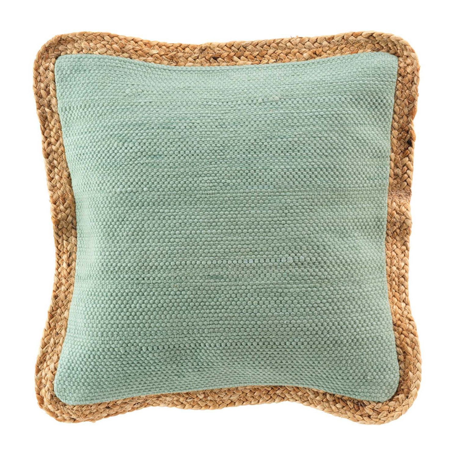 Coussin bifaces avec contour en jute - Vert