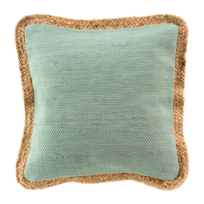 Coussin bifaces avec contour en jute - Vert