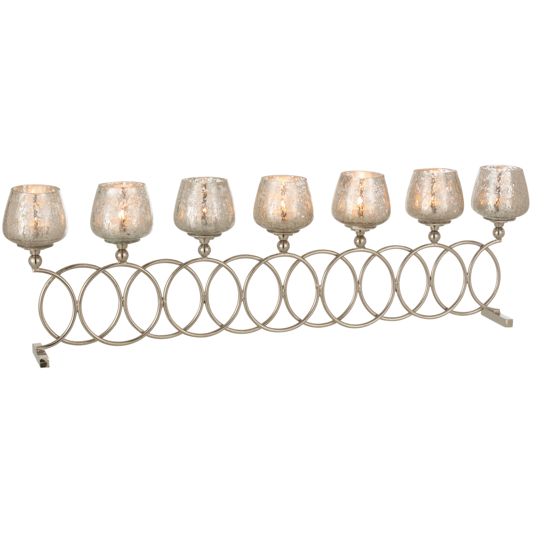 J-Line chandelier 8 Anneaux Craquelé - verre - argent