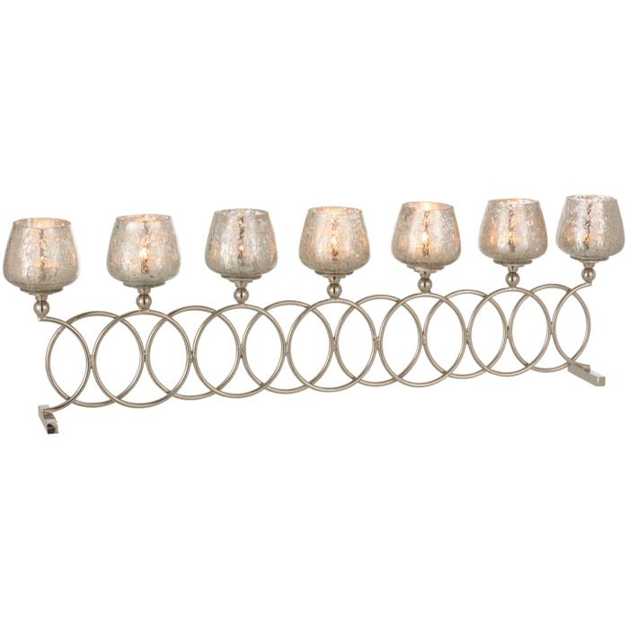 J-Line chandelier 8 Anneaux Craquelé - verre - argent