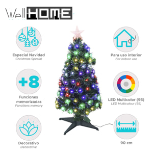 Árbol árbol de navidad de fibra óptica con 95 luces led rgb y 8 funciones de color h.90cm