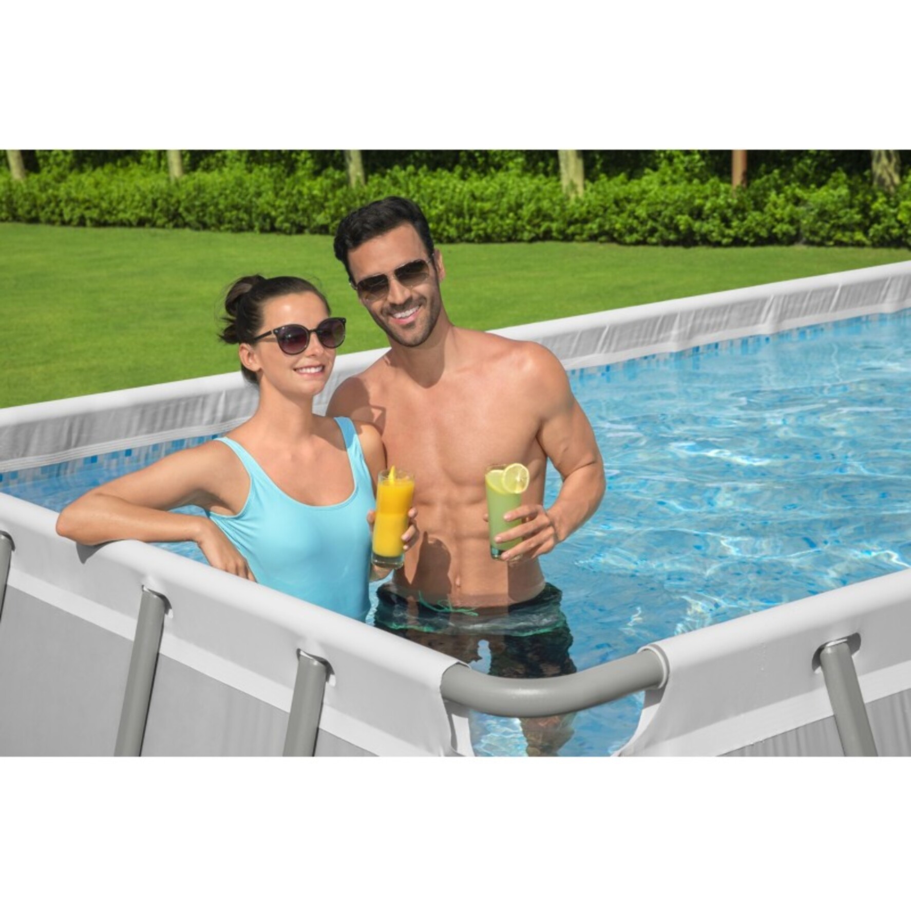Bestway Piscine hors sol tubulaire rectangulaire Bestway Power Steel 640 x 274 x 132 cm gris clair