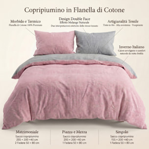 Parure copripiumino in flanella di cotone caldo e morbido, set sacco copripiumino con federa double face, tessuto tinto filo traspirante e resistente, ideale per inverno, comfort avvolgente, facile da lavare e durevole