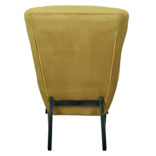 Fauteuil Velours Cotele Roma Jaune Moutarde