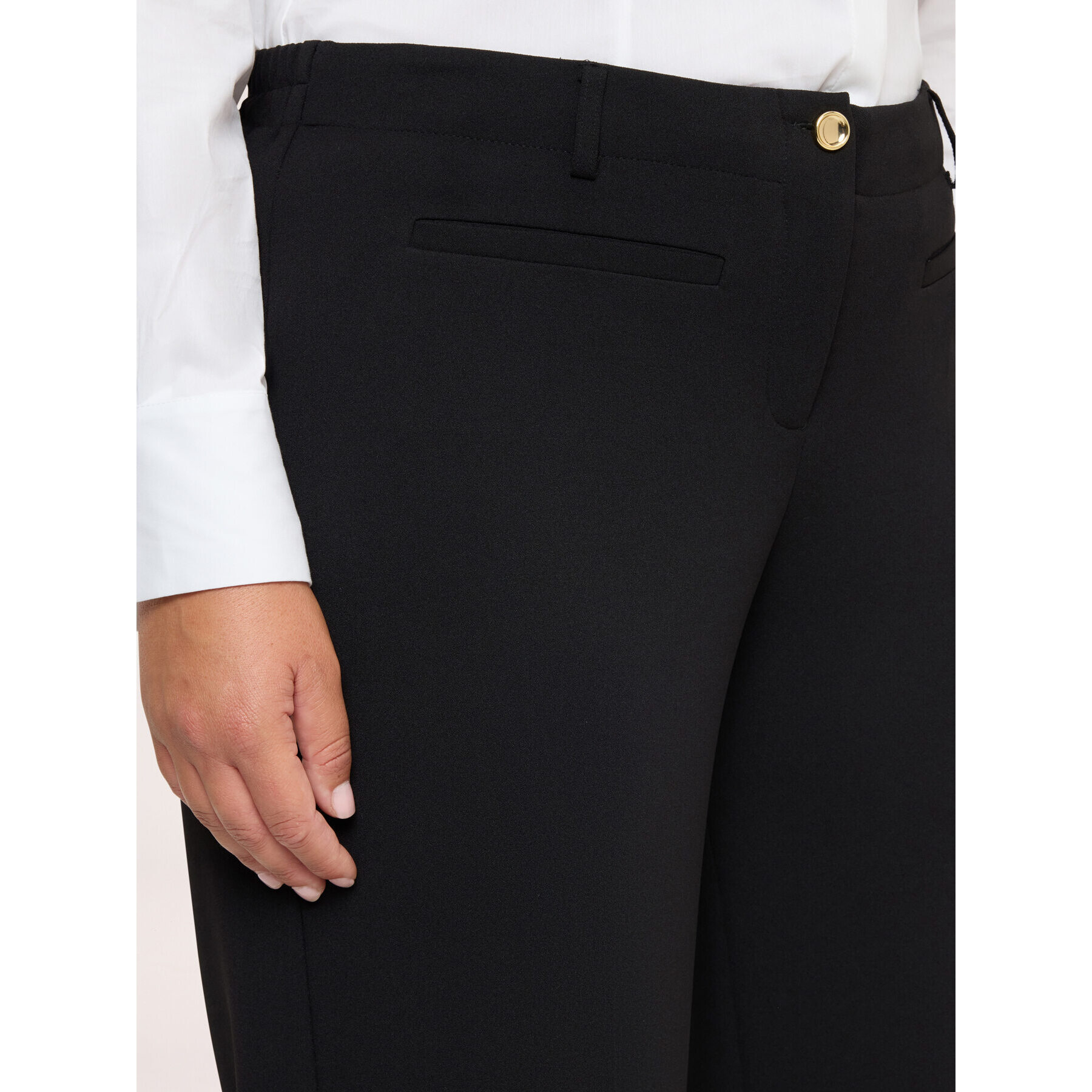 Fiorella Rubino - Pantalones Wide Leg en tejido stretch - Negro
