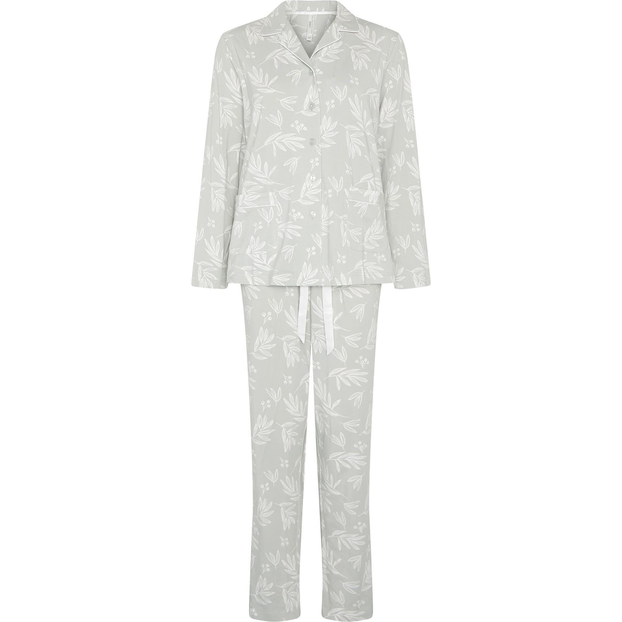 Pijama mujer abierto estampado hojas