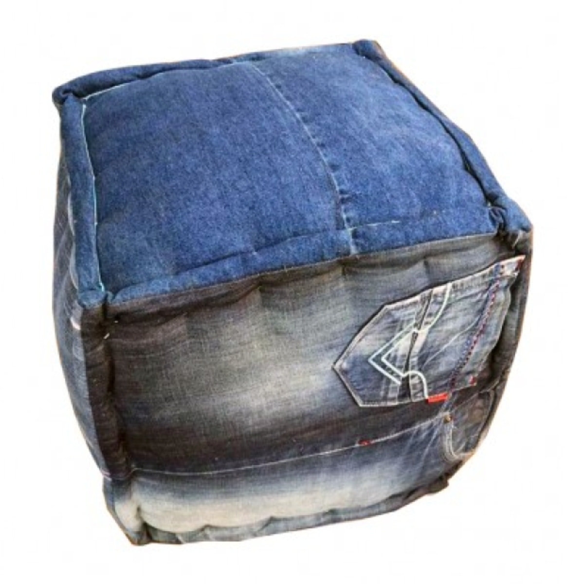 Pouf en tissu cubique style vintage - TRAVEL