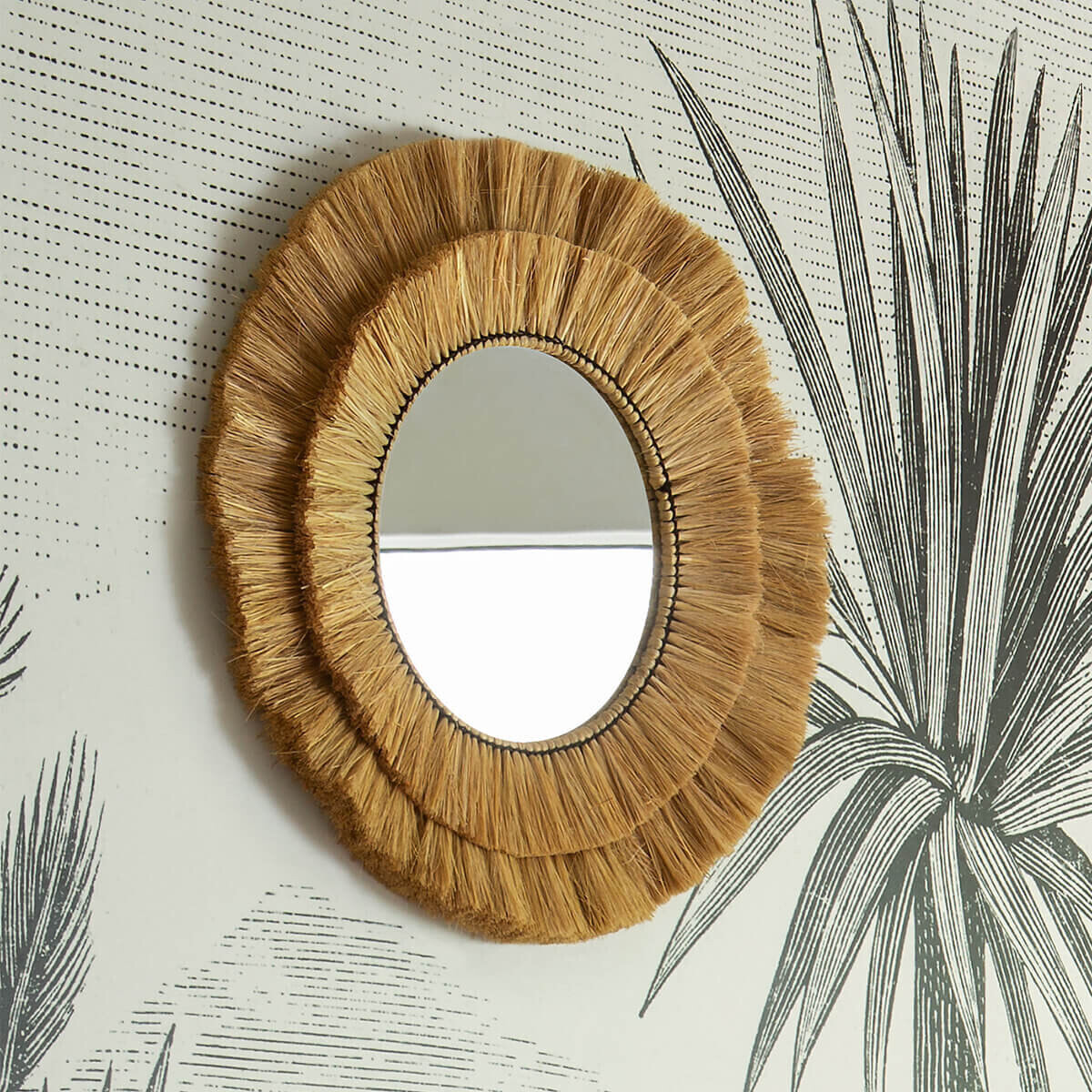 Miroir "Safari" - raphia D57 cm
