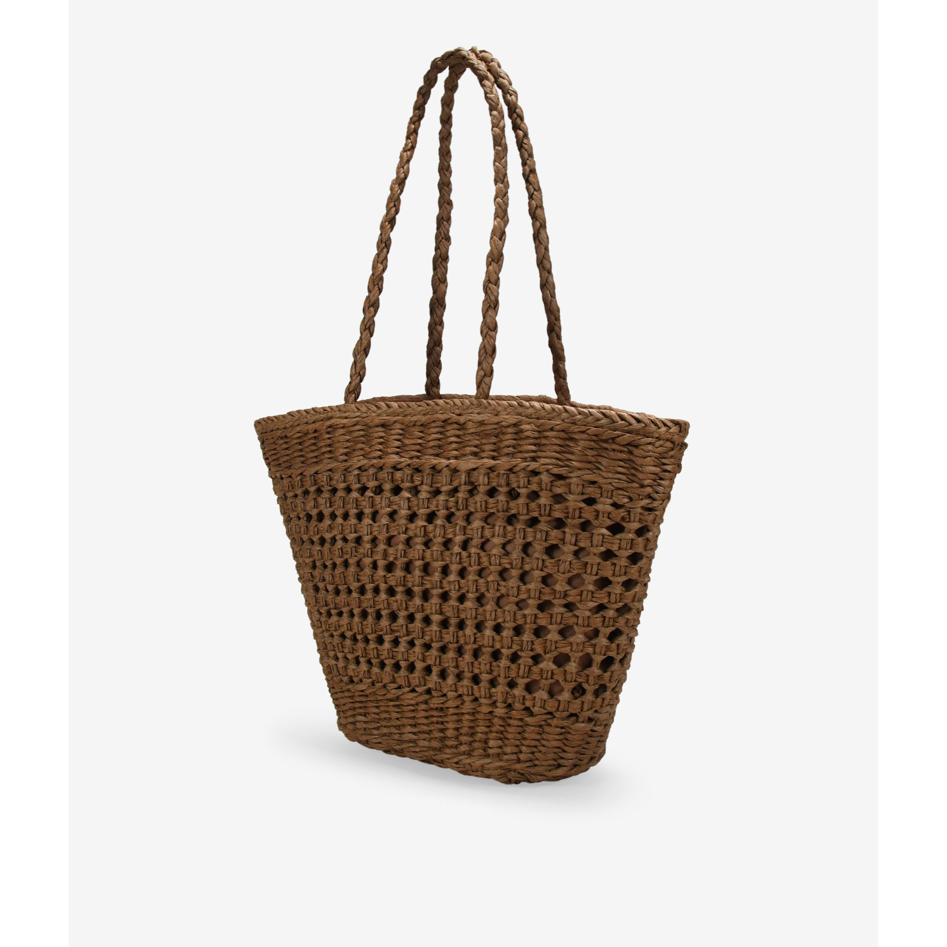 Bolso capazo marrón de rafia trenzada