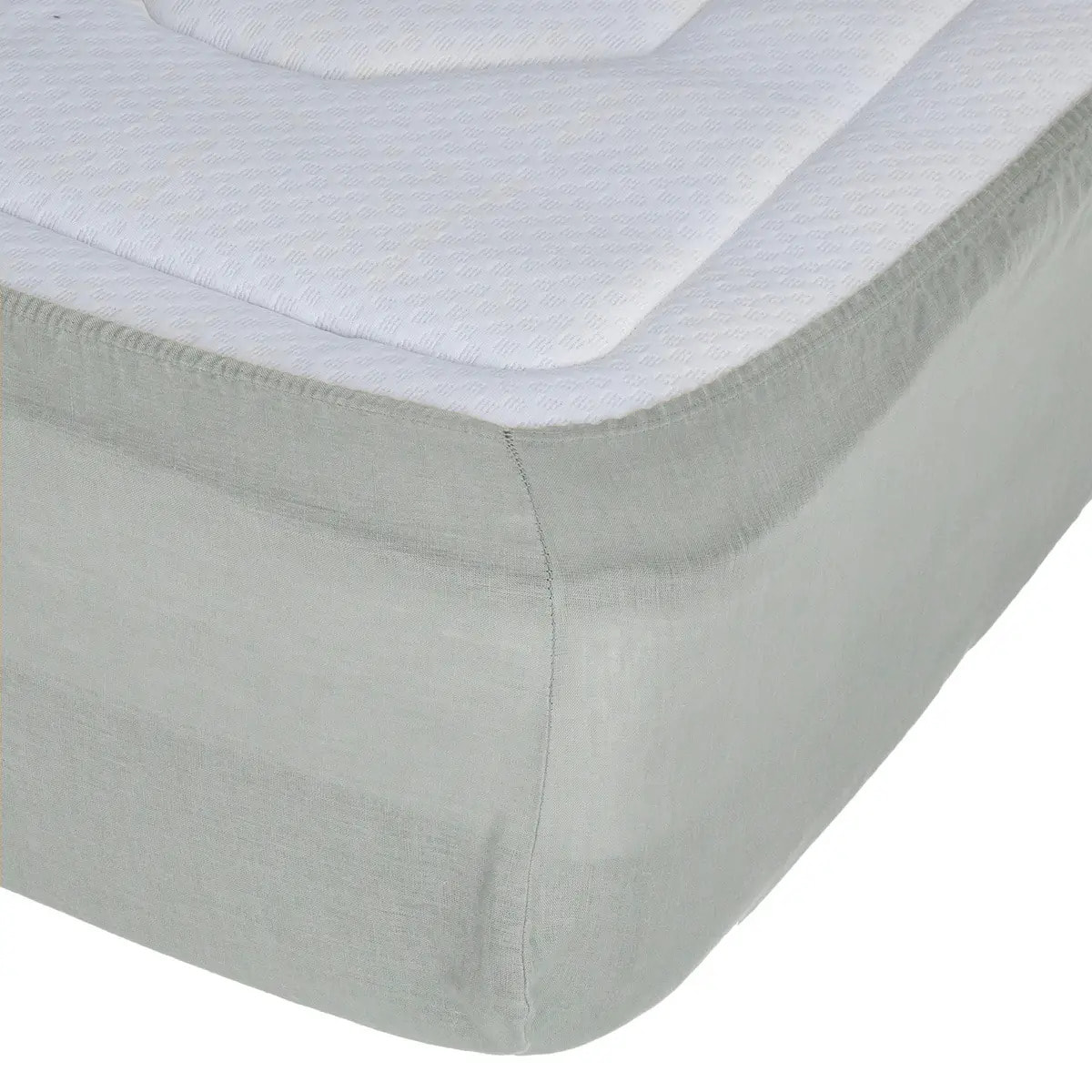 Drap-housse "Linah" - vert céladon - lin lavé 140x190 cm