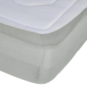 Drap-housse "Linah" - vert céladon - lin lavé 140x190 cm