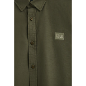 Camicia verde oliva regular fit con collo con bottoni e logo Polo Club