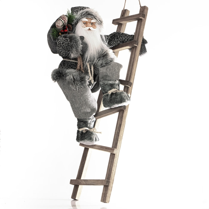 Babbo Natale "Stanley" Su Scala - Realistico in PVC - (Altezza 65cm)