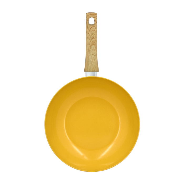 Wok 28cm avec revêtement céramique jaune - tous feux COLORAMA