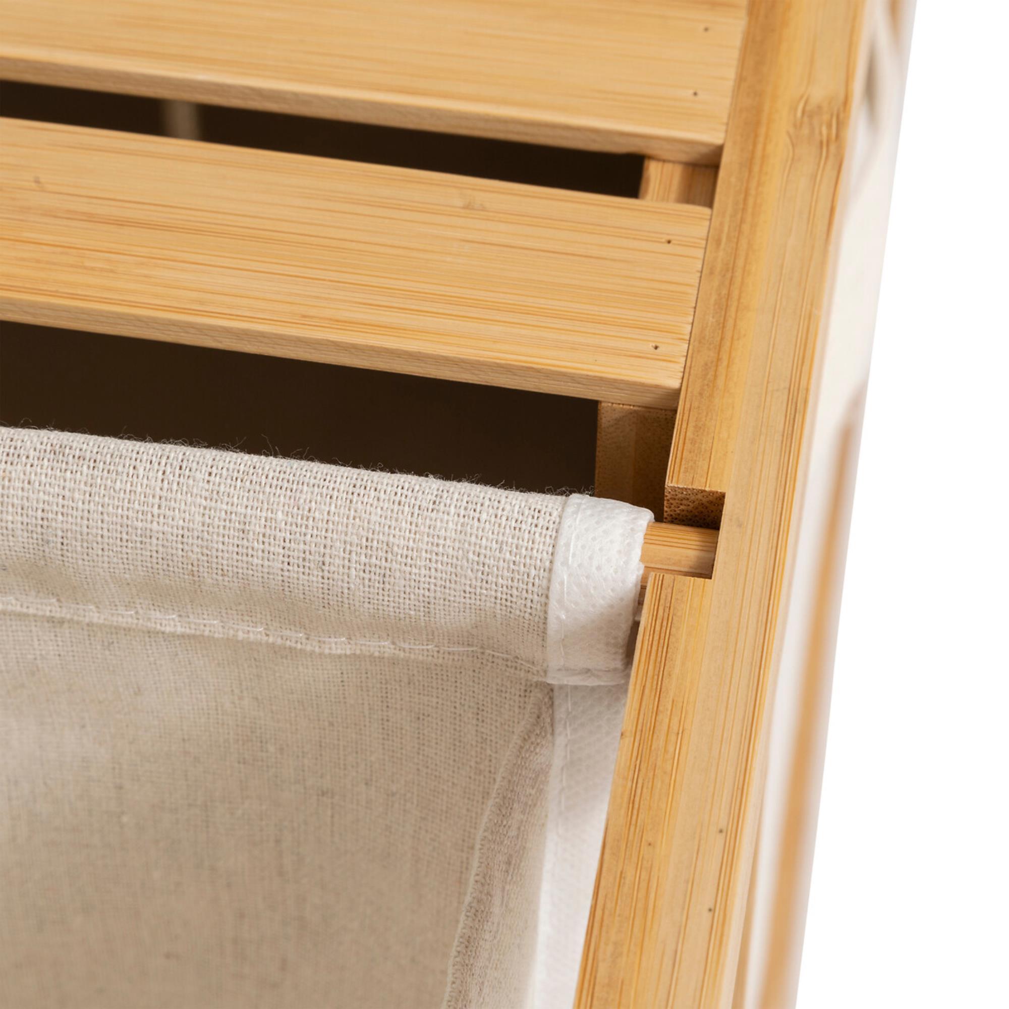 Estante Tidy Box con 1 cesto de ropa y 2 cestos de almacenamiento bambú beige