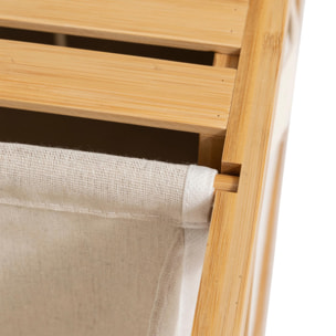 Estante Tidy Box con 1 cesto de ropa y 2 cestos de almacenamiento bambú beige