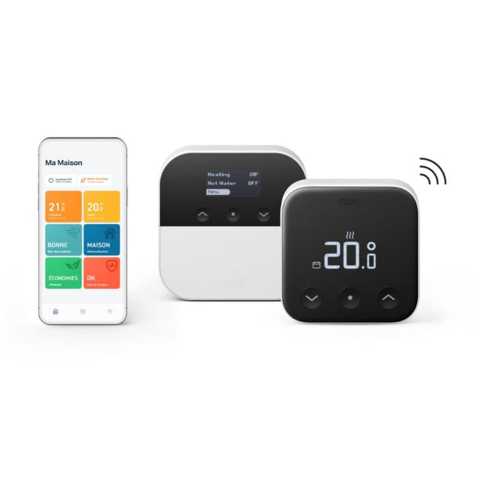 Thermostat connecté TADO Kit X sans fil et optimiseur de PAC