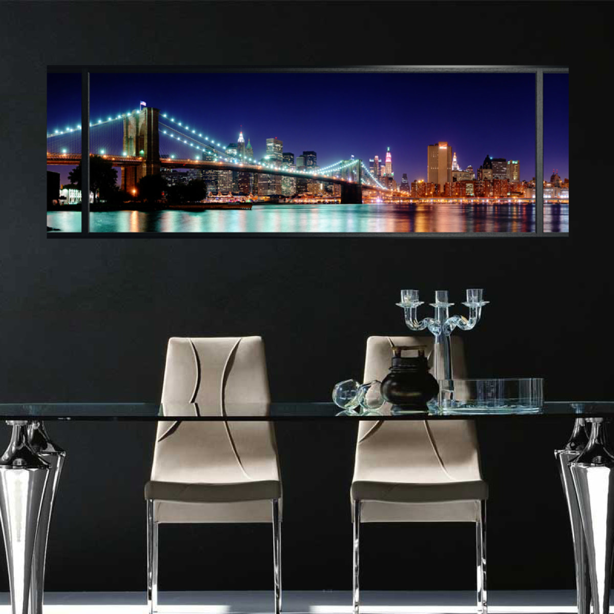 Stickers muraux 3D | Sticker Mural Autocollant effet 3D Brooklyn Bridge - Stickers adhésifs 3D Chambre Salon Trompe l'oeil