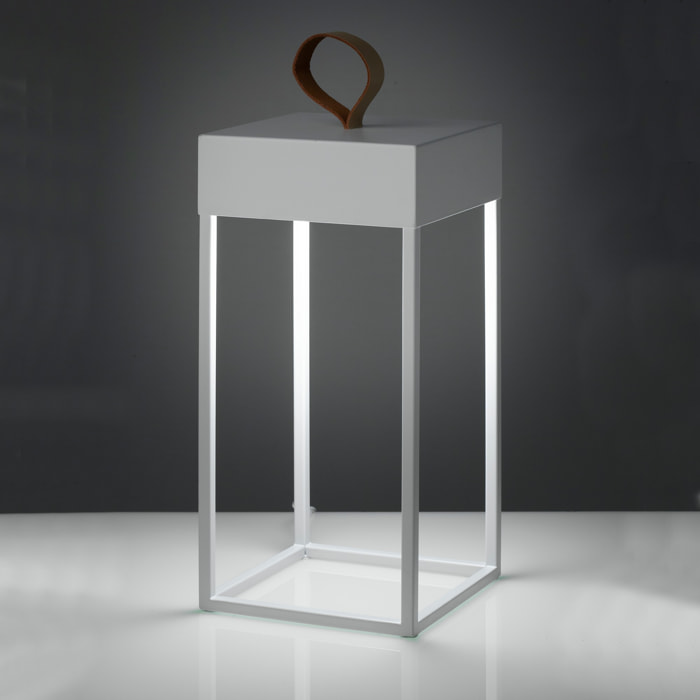 Lampe à poser Tomasucci PAGODA, en acier, blanc, 14 × 14 × 30 cm