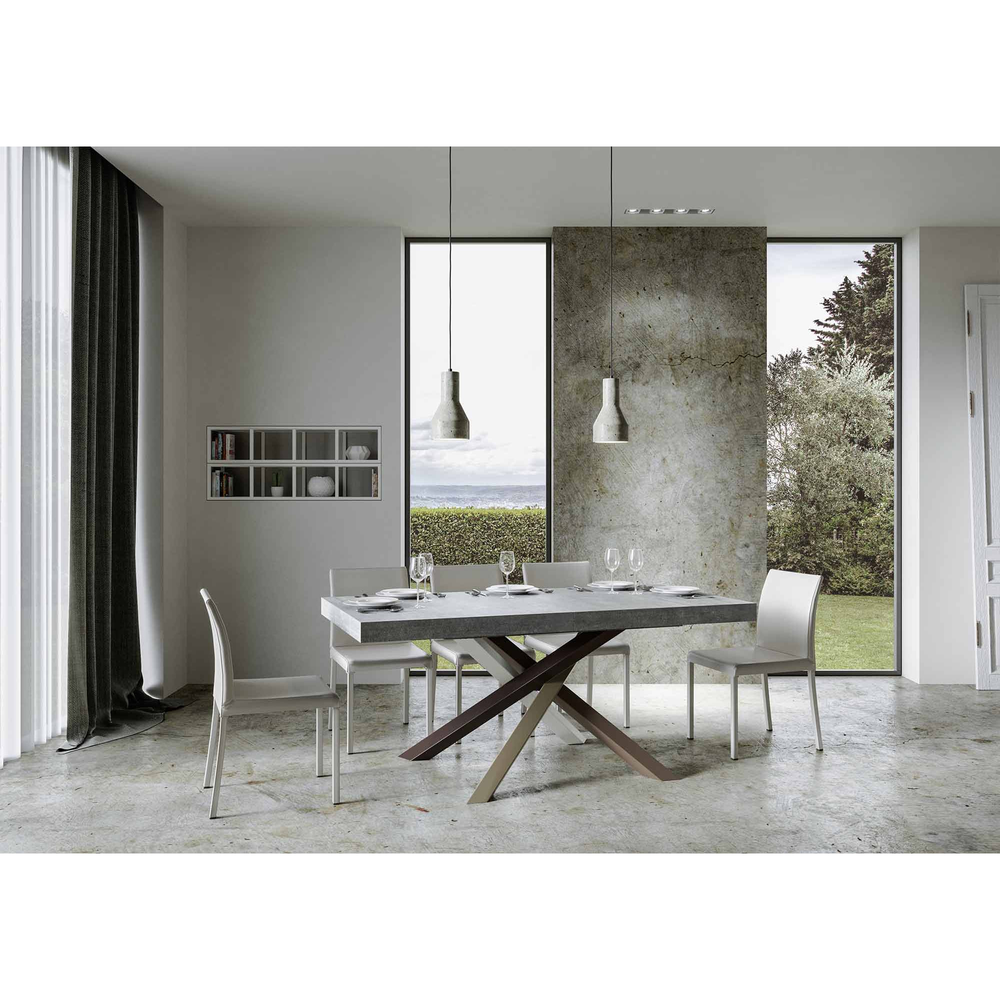 Table extensible 90x160/420 cm Volantis Gris Béton cadre 4/C