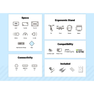 Ecran PC Gamer JAPANNEXT JN IPS238G120F 24" Full HD 120Hz IPS AMD FreeSync