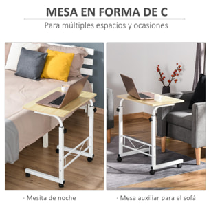 Mesa de Ordenador con Ruedas de Madera y Metal 60x40x68-78cm