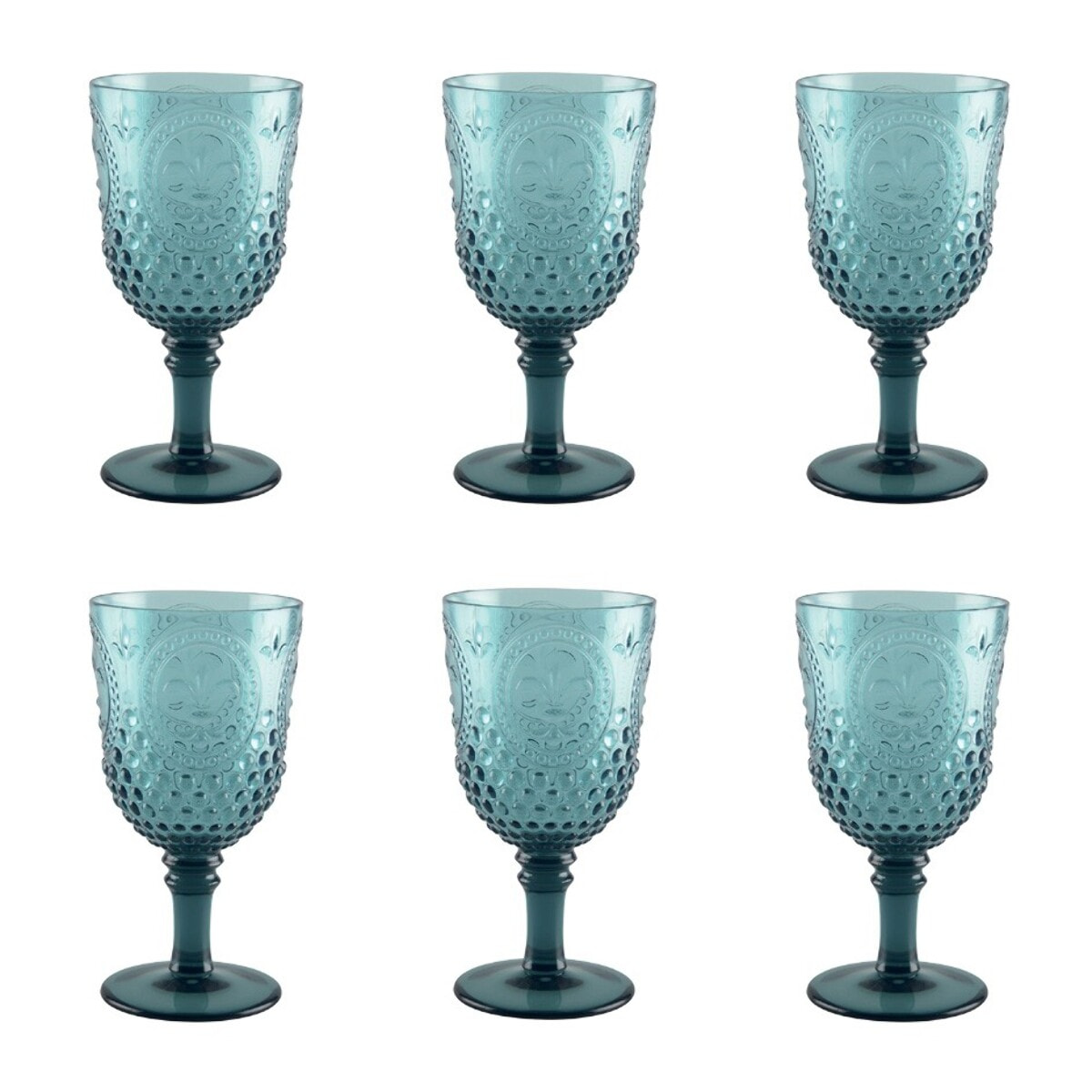 Verres a vin turquoise acrylique - lot de 6