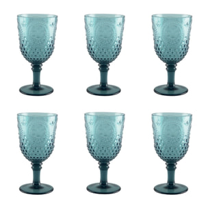 Verres a vin turquoise acrylique - lot de 6