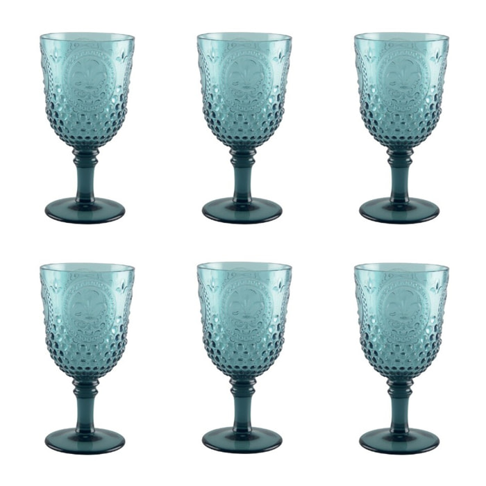 Verres a vin turquoise acrylique - lot de 6