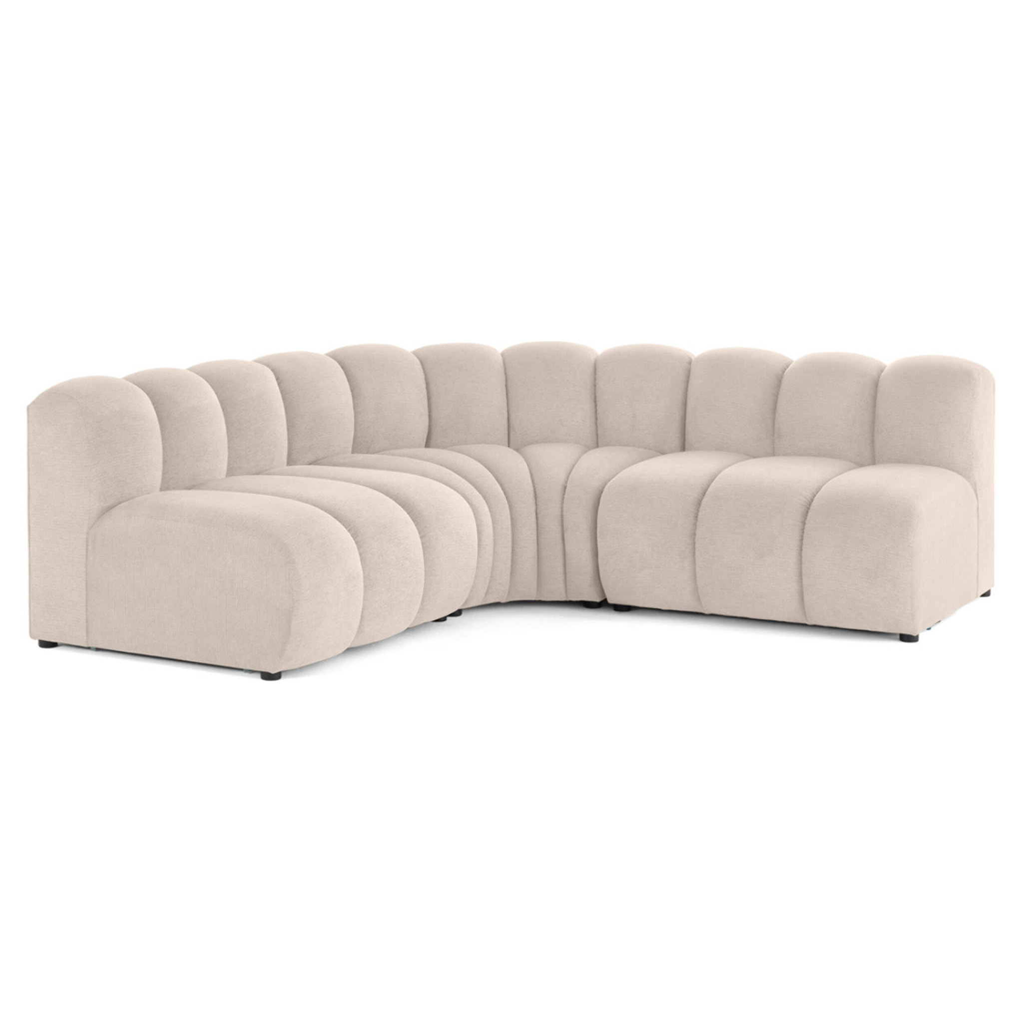 Debbie - canapé modulable d'angle réversible 4 places en tissu texturé - Beige